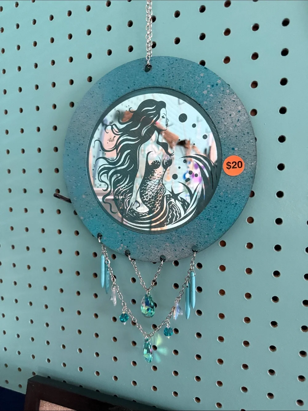 Handcrafted Teal Mermaid Wall Hanging by